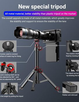 APEXEL 36X Telephoto Lens Kit for Smartphone, Magnification Phone Lens with Universal Clip Attachment, HD Magnifier Photography Lens for iPhone Android Phone (Fits for Almost All Phone)
