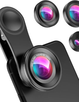 Criacr Phone Camera Lens, 0.4X Wide Angle Lens, 180 Fisheye and 10X Macro Screwed Together, Clip on Cell Phone Compatible with iPhone, Smartphones