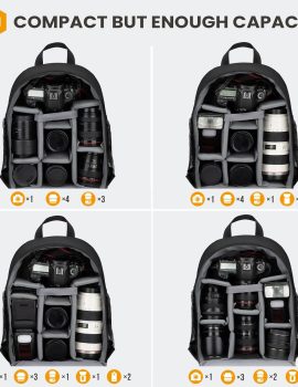TARION Camera Backpack Bag Small – Professional DSLR Camera Bag with Waterproof Rain Cover Laptop Compartment Photograhy Backpack Case Black TB-S